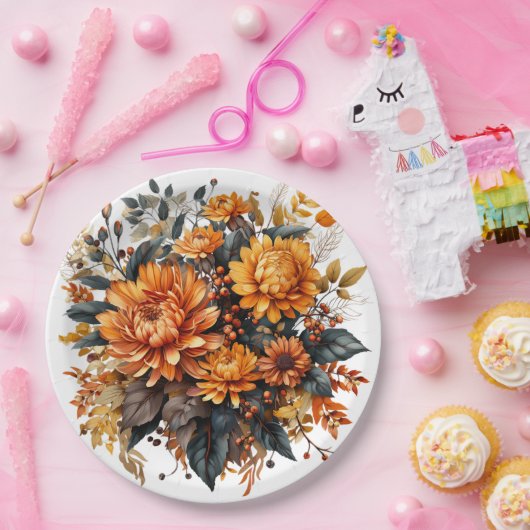Prachtige Herfst Floral Papieren Bordje (Feest)