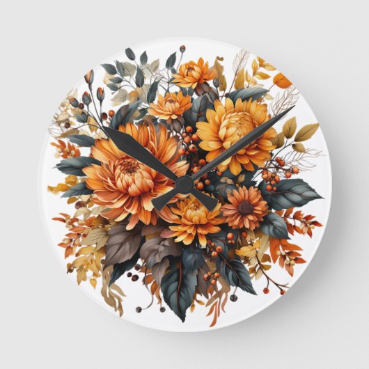 Prachtige Herfst Floral Ronde Klok (Voorkant)