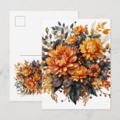 Prachtige Herfst Floral Uitnodiging Briefkaart (Voorkant / Achterkant)