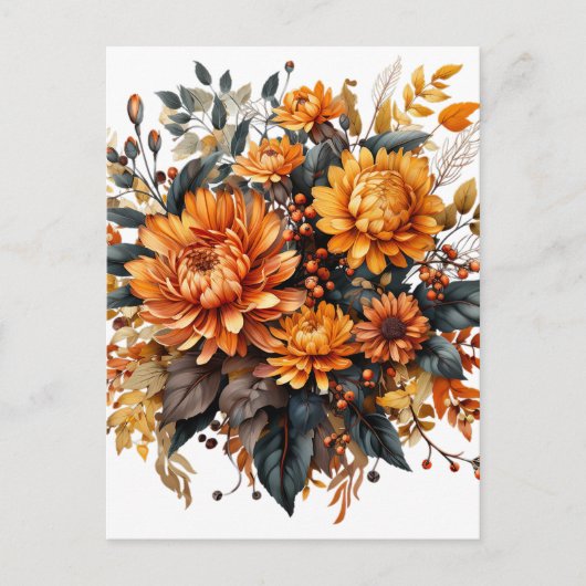 Prachtige Herfst Floral Uitnodiging Briefkaart (Voorkant)