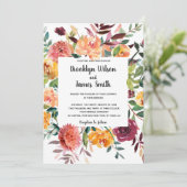 Prachtige Herfst Flowers Wedding Invitations Kaart (Staand voorkant)