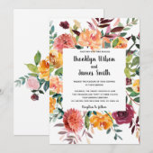 Prachtige Herfst Flowers Wedding Invitations Kaart (Voorkant / Achterkant)