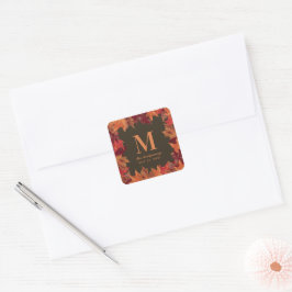 Prachtige Herfst herfst bladeren monogram bruiloft Vierkante Sticker
