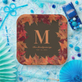 Prachtige Herfst herfstbladeren monogram Papieren Bordje (Feest)