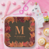 Prachtige Herfst herfstbladeren monogram Papieren Bordje (Feest)