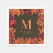 Prachtige Herfst herfstbladeren monogram Servet (Voorkant)