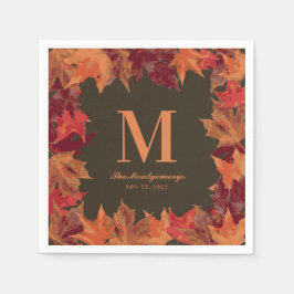 Prachtige Herfst herfstbladeren monogram Servet