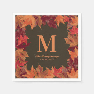 Prachtige Herfst herfstbladeren monogram Servet