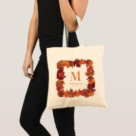 Prachtige Herfst herfstbladeren monogram Tote Bag