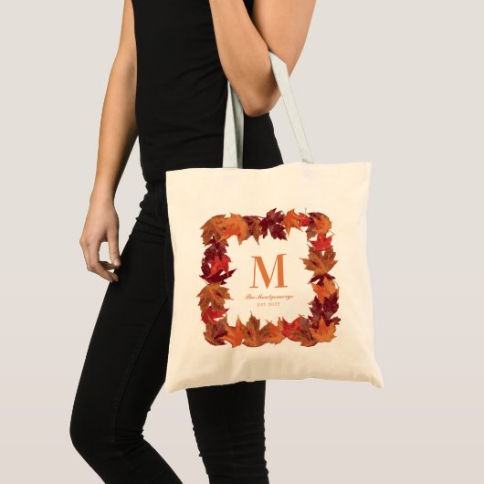 Prachtige Herfst herfstbladeren monogram Tote Bag (Voorkant (product))