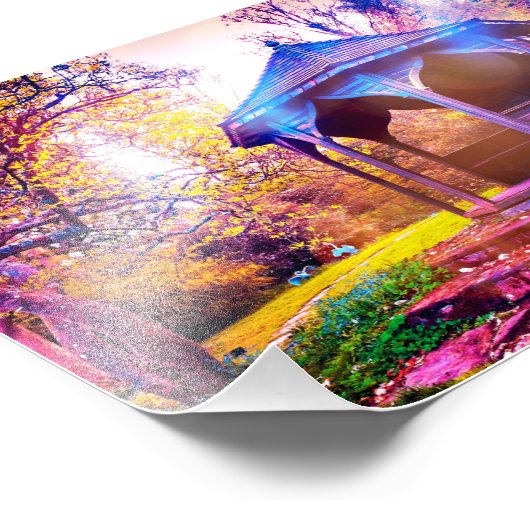 Prachtige herfst-omgeving in Borde Hill Gardens Foto Afdruk (Hoek)