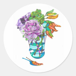 Prachtige herfst plantaardige boeket ronde sticker