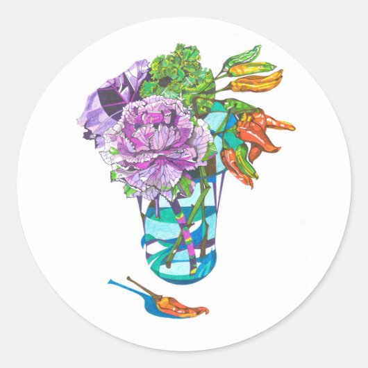 Prachtige herfst plantaardige boeket ronde sticker (Voorkant)