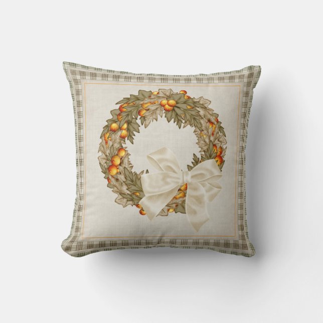 Prachtige Herfst Seizoen Wreatdesign Sierkussen 2 (Voorkant)