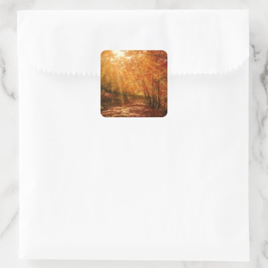 Prachtige herfst vierkante sticker (Tas)