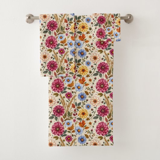 Prachtige herfstbloemen bad handdoek (Insitu)