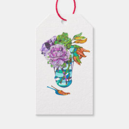 Prachtige herfstige plantaardige boeket cadeaulabel