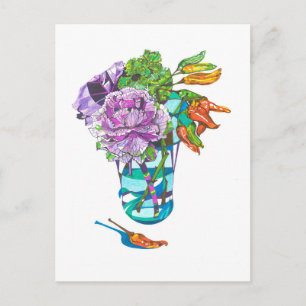 Prachtige Herfstige Plantenboeket Briefkaart