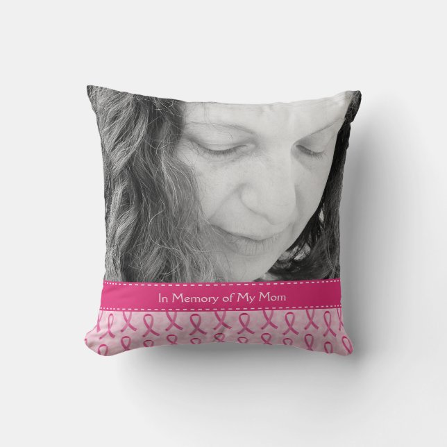 Prachtige herinnering voor aangepast roze lint kussen (Voorkant)