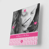 Prachtige herinnering voor aangepast roze lint vierkante klok (Hoek)