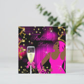 Prachtige hete roze glitters diva verjaardag kaart (Staand voorkant)