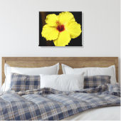 Prachtige Hibiscus Chinees Roos Bloeiende Bloem Canvas Afdruk (Insitu (Slaapkamer))