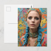 Prachtige hippie vrouw briefkaart (Voorkant / Achterkant)