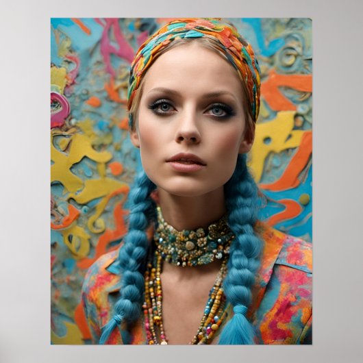 Prachtige hippievrouw poster (Voorkant)