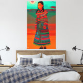 Prachtige Hmong Art "Hmong Village" - Afdruk Canvas Afdruk (Insitu (Slaapkamer))