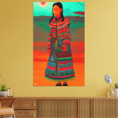 Prachtige Hmong Art "Hmong Village" - Afdruk Canvas Afdruk (Insitu (Woonkamer))