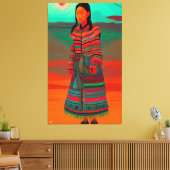 Prachtige Hmong Art "Hmong Village" - Afdruk Canvas Afdruk (Insitu (Woonkamer))