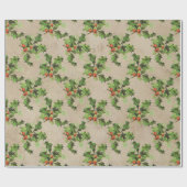 Prachtige  holly-bessenpatroon, mas cadeaupapier (Vlak)