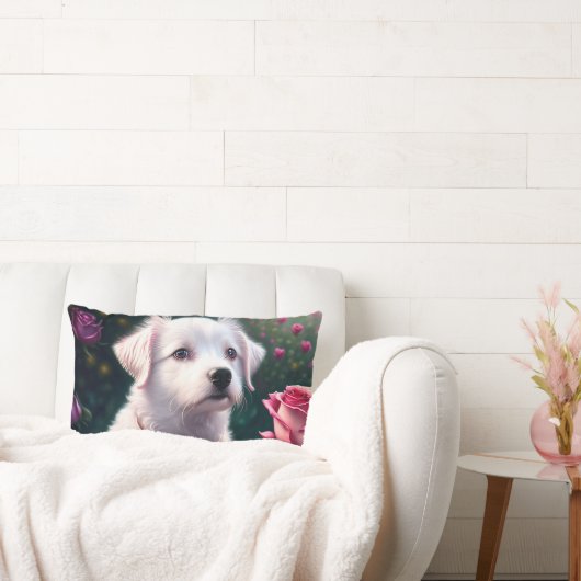 Prachtige hond en Roos Collectie Kussen (Bank)