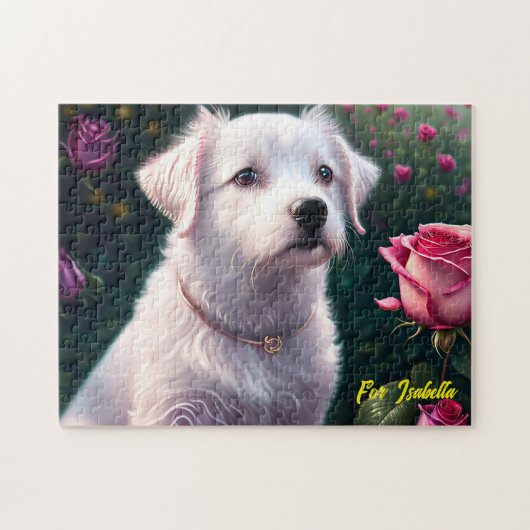 Prachtige hond en Roos Collectie Legpuzzel (Horizontaal)