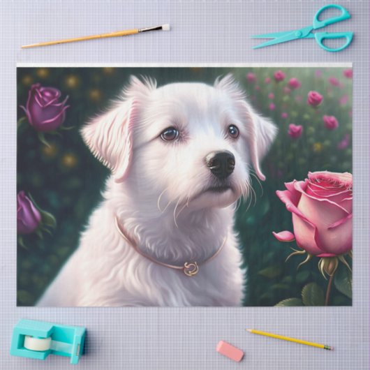 Prachtige hond en Roos Collectie Tissuepapier (Craft)