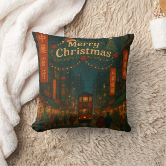 Prachtige Hong Kong Kerststraten Kussen