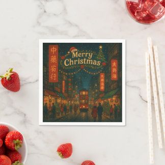 Prachtige Hongkong Kerststraten Servet