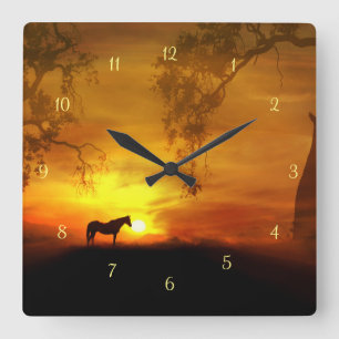 Prachtige Horse Clock Vierkante Klok
