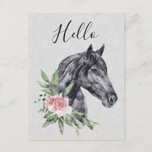Prachtige Horse Head Portrait Waterverf Hallo Briefkaart