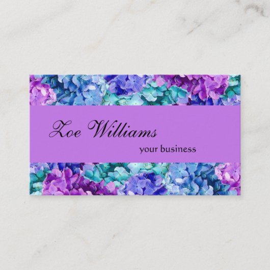 Prachtige hortensia bloemen, gepersonaliseerd visitekaartje (Voorkant)