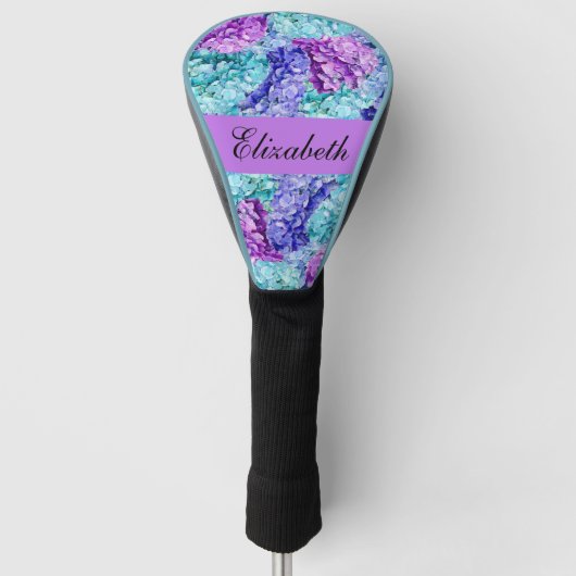 Prachtige hortensia bloesems, personaliseerbaar golfheadcover (Voorkant)