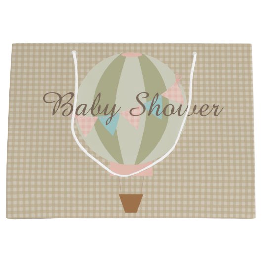 Prachtige Hot Air ballon neutraal Baby shower Large Cadeautasje (Voorkant)