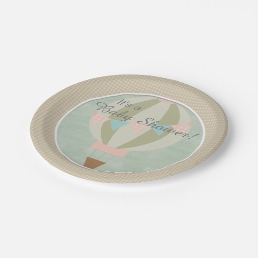 Prachtige Hot Air ballon neutraal Baby shower Papieren Bordje (Gekanteld)