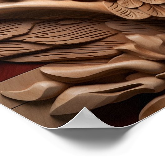 Prachtige houtsnijwerk Amerikaanse vlag, zeearend Poster (Hoek)