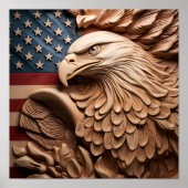 Prachtige houtsnijwerk Amerikaanse vlag, zeearend Poster (Voorkant)