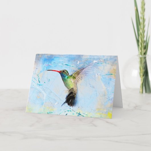 Prachtige Hummingbird Painting Thinking of You Car Kaart (Voorkant)