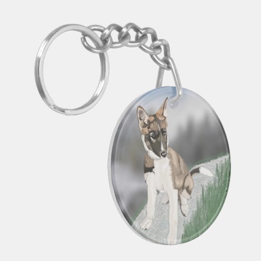 Prachtige Husky Puppy Sleutelhanger (Voorkant Links)
