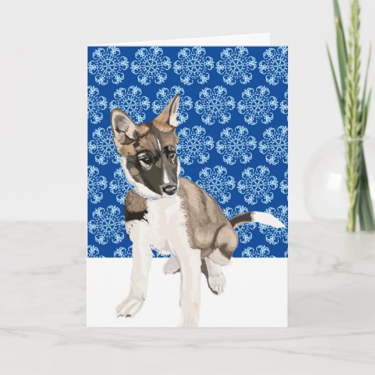 Prachtige Husky Puppy Witte Kerst Kaart (Voorkant)