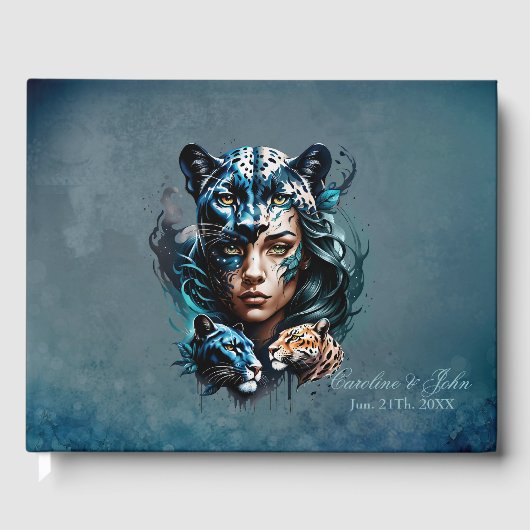 Prachtige hybride van een vrouw en een panter gastenboek (Voorkant)