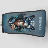 Prachtige hybride van een vrouw en een panter golfheadcover (Voorkant)